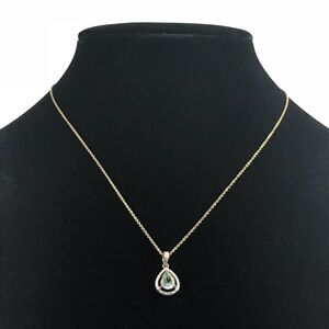 Gold over Sterling Silver Topaz Diamond Necklace